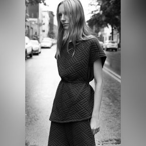 Zara Khaki Asymmetrical Quilted Top - Size Medium - NWT